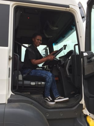 Amanda Mathebula,a professional truck driver in training